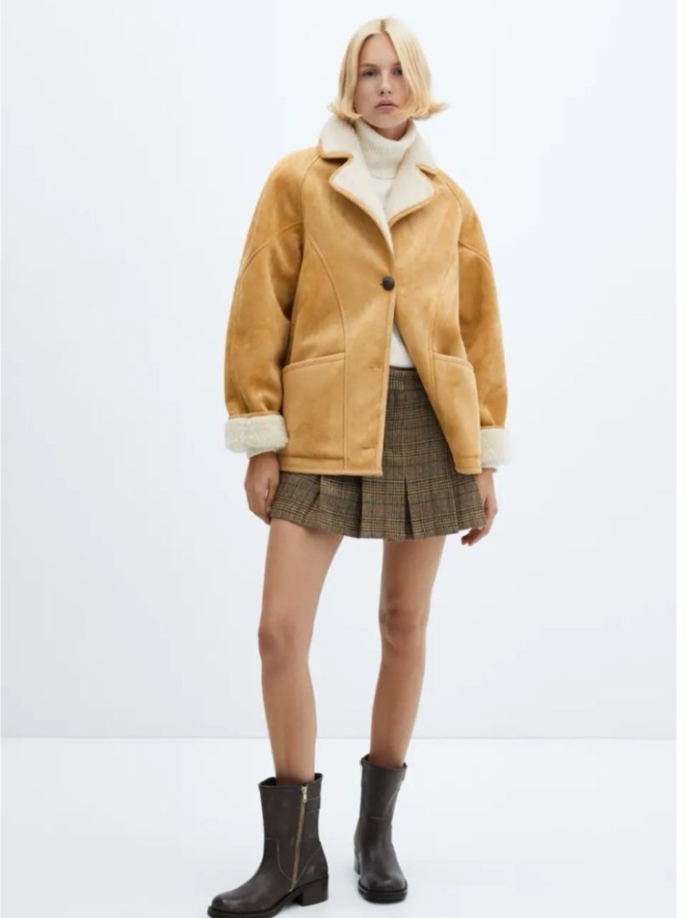 Mango Tan Shearling Coat